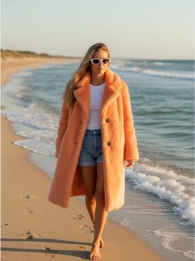 Burberry Peach Fur  Coat